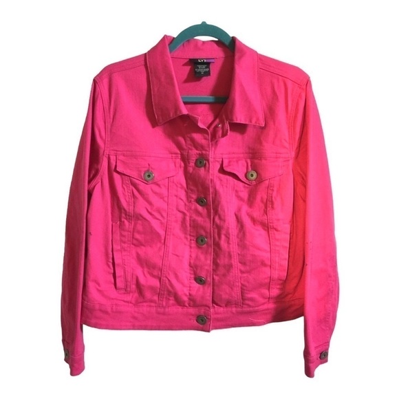LYS hot pink jean jacket. Size OX Barbiecore - Picture 1 of 8
